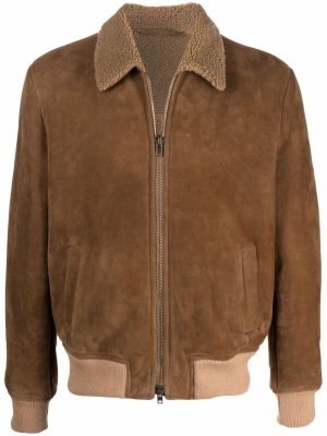 Кожаная куртка со вставками из овчины Salvatore Santoro. Цвет: коричневый