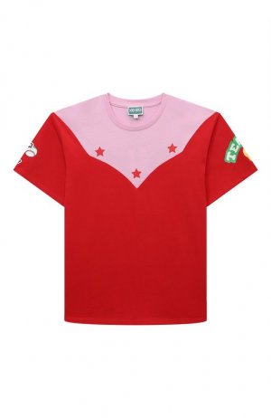 Хлопковая футболка Kenzo. Цвет: красный