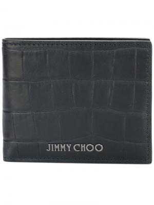 Бумажник с эффектом крокодиловой кожи Jimmy Choo. Цвет: чёрный