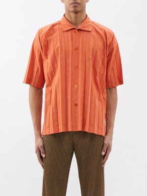 Рубашка с короткими рукавами и техническими складками , оранжевый Homme Plissé Issey Miyake