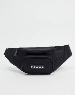 Черная сумка-кошелек на пояс с прорезиненным логотипом -Черный Nicce