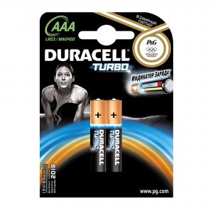 Батарейки щелочные Turbo AAA/LR03, 2 шт. Duracell. Цвет: черный