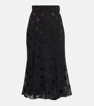 Атласная юбка миди dg devoré , черный Dolce&Gabbana