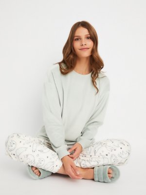 Домашний пижамный комплект (свитшот и штаны) zolla. Цвет: мятный