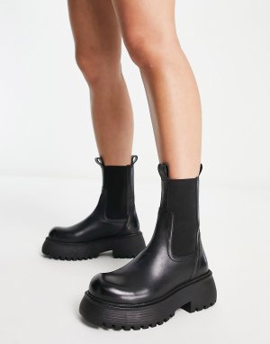 Черные кожаные ботинки челси ASOS DESIGN Adelaide