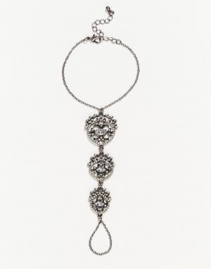 Слейв-браслет в марокканском стиле со стразами New Look. Цвет: серебряный