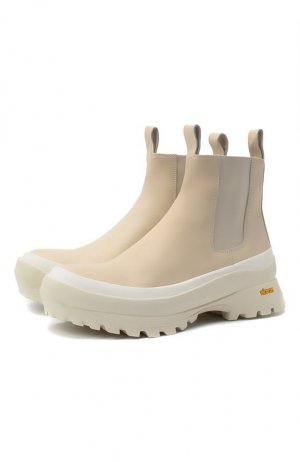 Кожаные челси Jil Sander. Цвет: кремовый