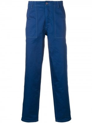 Прямые брюки с контрастной строчкой Maison Kitsuné. Цвет: синий