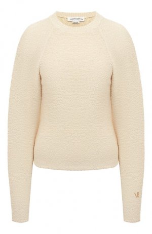 Хлопковый свитер Victoria Beckham. Цвет: кремовый