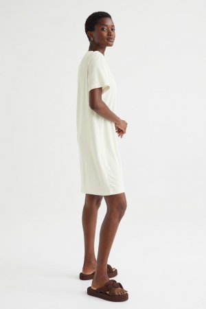 Платье-футболка из махровой ткани , сливочный H&M