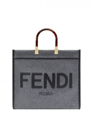 Большая сумка-тоут Sunshine Fendi. Цвет: серый