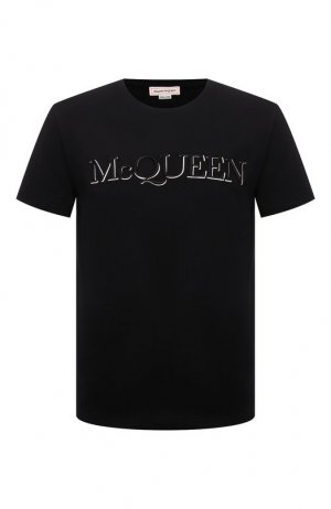 Хлопковая футболка Alexander McQueen. Цвет: чёрный