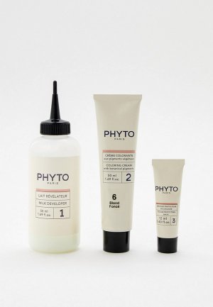 Краска для волос Phyto тон 6, Темный блонд, 50/50/12. Цвет: коричневый