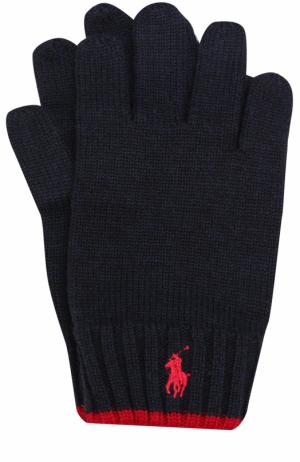 Шерстяные перчатки с логотипом бренда Polo Ralph Lauren. Цвет: синий