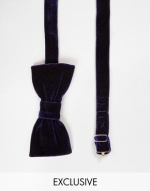 Бархатный галстук-бабочка Reclaimed Vintage. Цвет: синий