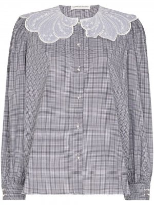 Клетчатая блузка с вышивкой Alessandra Rich. Цвет: серый