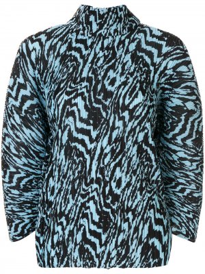 Блузка с плиссировкой и анималистичным принтом Solace London. Цвет: синий