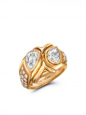 Кольцо Present Day Bvlgari 1961-го года из желтого золота с бриллиантами Pre-Owned. Цвет: золотистый