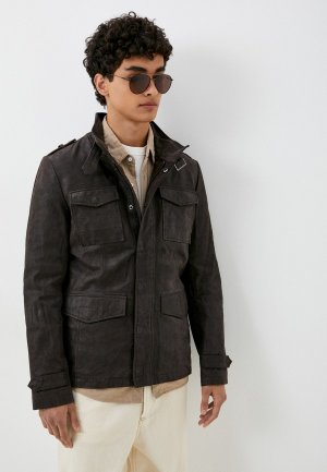 Куртка кожаная Urban Fashion for Men. Цвет: коричневый