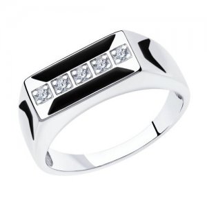 Кольцо из серебра с эмалью и фианитами 94-112-00755-1 18.5 Diamant