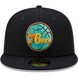 Мужская приталенная шляпа New Era темно-синего/мятного цвета Philadelphia 76ers 59FIFTY