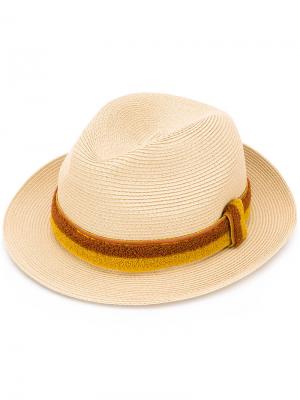 Шляпа с ворсистой лентой Fendi. Цвет: телесный