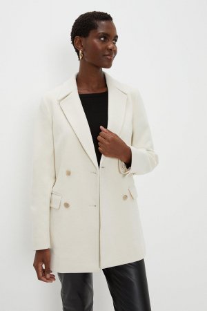 Пальто-пиджак из саржи в стиле милитари, белый Wallis