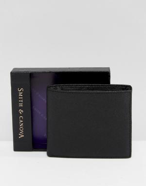 Черный кожаный бумажник Smith And Canova. Цвет: черный