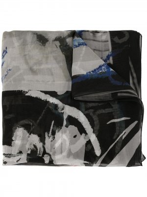 Платок с абстрактным принтом Discord Yohji Yamamoto. Цвет: черный