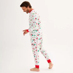 Мужские Уютный пижамный комплект из микрофлиса с верхом и низом Doodle Santa Jammies For Your Families
