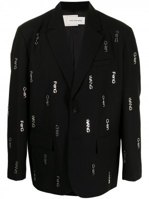 Однобортный пиджак с логотипом Feng Chen Wang. Цвет: черный