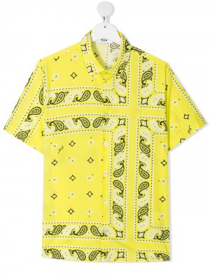 Рубашка с короткими рукавами и принтом пейсли MSGM Kids. Цвет: желтый