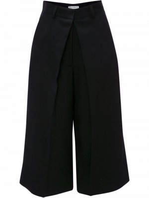 Укороченные широкие брюки со складками JW Anderson. Цвет: черный