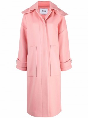 Однобортное пальто на пуговицах MSGM. Цвет: розовый