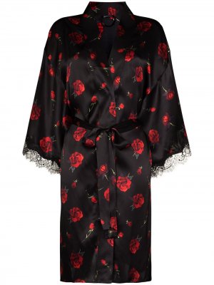 Халат-кимоно с цветочным узором Sainted Sisters. Цвет: черный