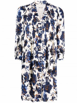 Платье на пуговицах с цветочным принтом DVF Diane von Furstenberg. Цвет: бежевый