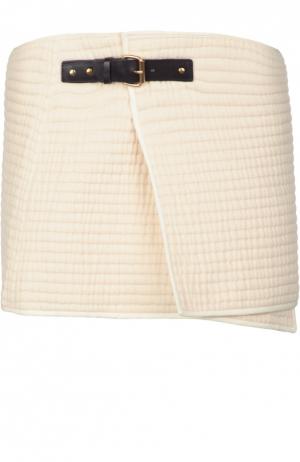 Хлопковая мини-юбка c кожаным ремешком Isabel Marant. Цвет: бежевый