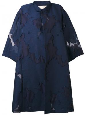 Пальто с вышивкой Mantu. Цвет: синий