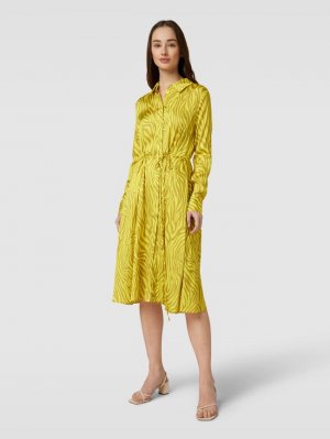 Платье-рубашка длиной до колена с анималистичным принтом модель «АМИРА», желтый Delicate Love
