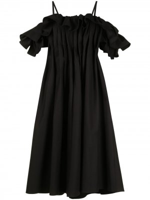 Платье миди А-силуэта с оборками Goen.J. Цвет: черный