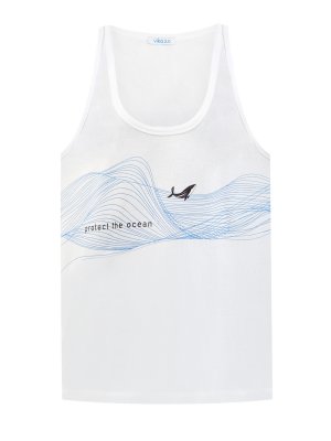 Удлиненная футболка из хлопка organic с принтом Protect the Ocean Vika Gazinskaya. Цвет: белый