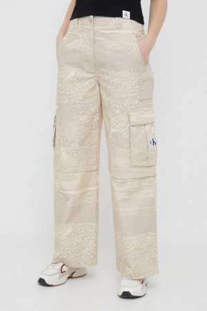 Хлопковые брюки , бежевый Calvin Klein Jeans