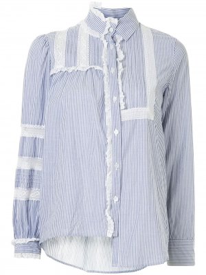 Блузка асимметричного кроя в полоску Kolor. Цвет: синий