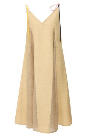 Льняное платье Akira Naka. Цвет: бежевый