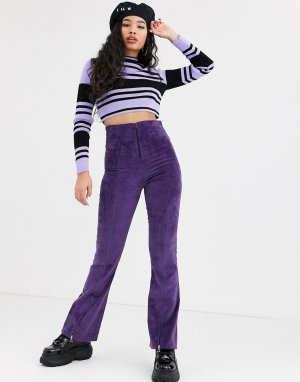 Вельветовые расклешенные брюки фиолетового цвета -Фиолетовый Local Heroes