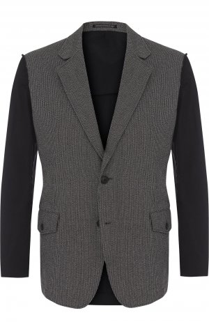 Однобортный хлопковый пиджак с контрастной отделкой Yohji Yamamoto. Цвет: серый