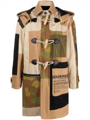 Пальто с камуфляжным принтом и застежкой тогл Dsquared2. Цвет: бежевый