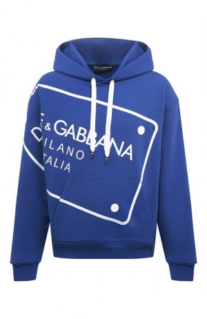 Хлопковое худи Dolce & Gabbana. Цвет: синий
