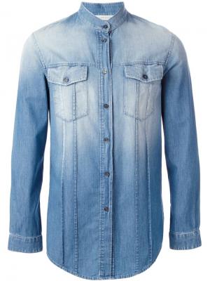 Выцветшая джинсовая рубашка Pierre Balmain. Цвет: синий