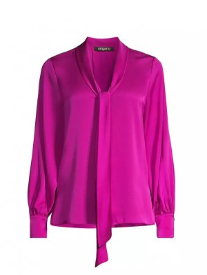 Блуза Ella из шелковой смеси с завязками на воротнике , фиолетовый Ungaro